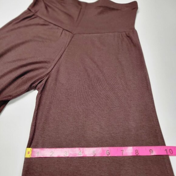 Dark Brown Pants Comfy Brown Slim Fit Pants Flared Wide Leg Pant -One Size - NEW - Picture 6 of 10